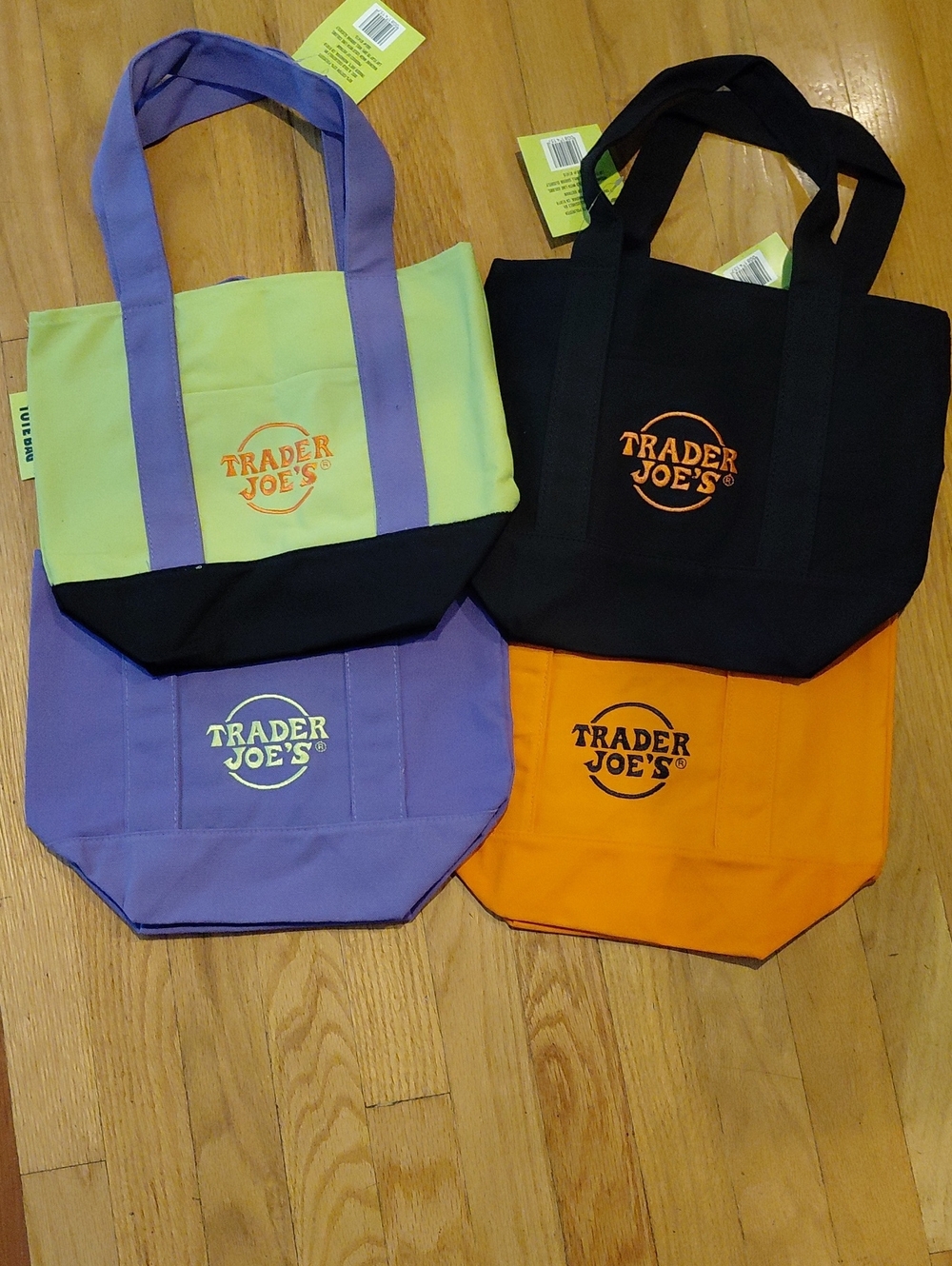 Trader Joe's Small Tote Bag – Black, Orange, Purple, Lime Options